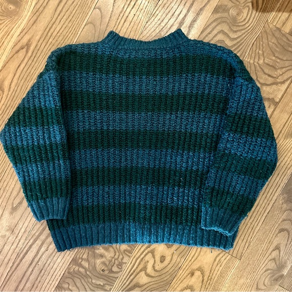 Chunky Knit Cardigan in Green and Blue Stripes - Picture 5 of 6